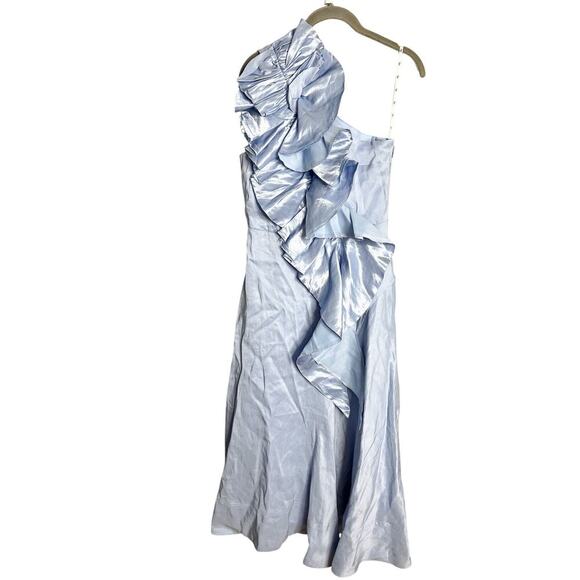 NEW Aje Adelia Ruffle Midi Dress AU 10 US 6 Light Sky Blue One Shoulder Midi - Picture 7 of 15